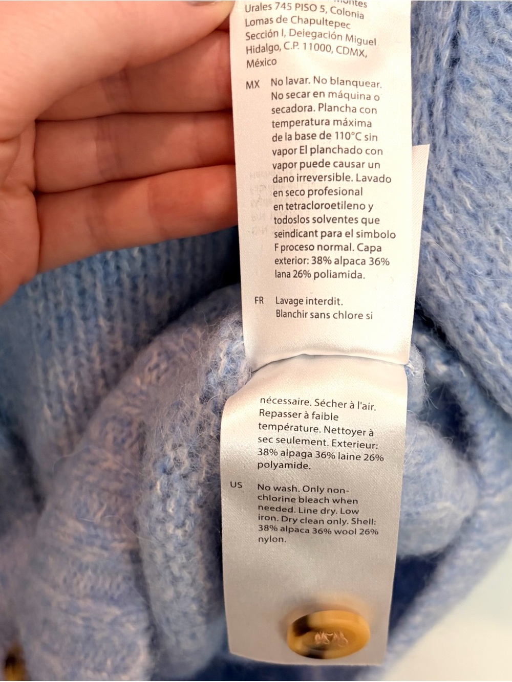 COS Alpaca Wool Blend Light Blue Short Sleeve Sweater Cardigan Women Size S - Picture 10 of 12